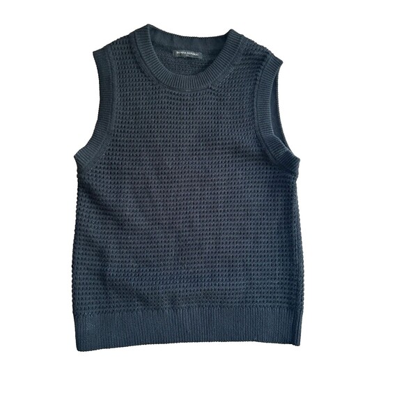 Women's Banana Republic Factory Black Open Stitch Preppy Sweater Vest Size XS - Picture 1 of 6